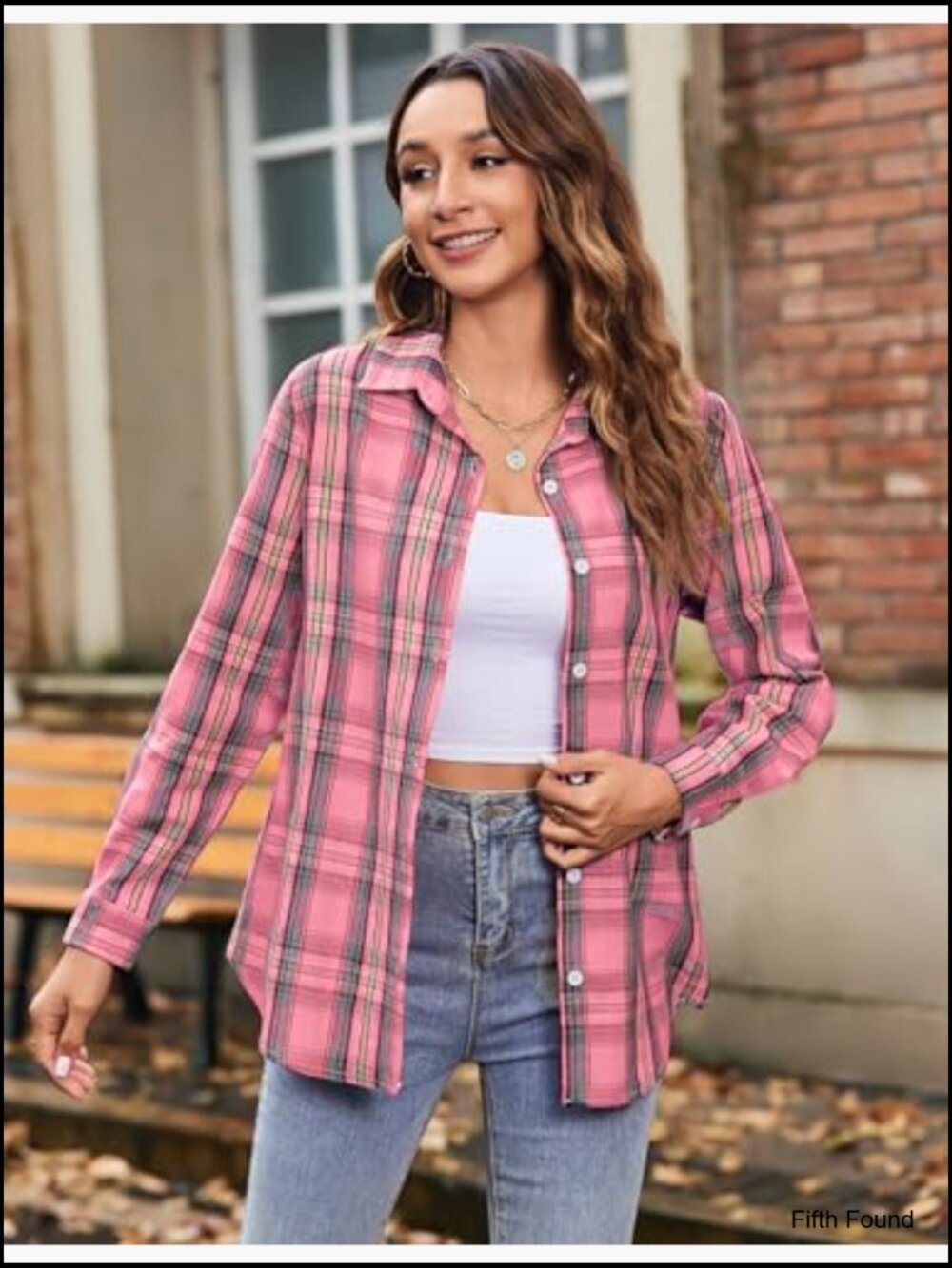 Women's Flannel Button Down Shirt Long Sleeve Plaid Casual Work Top - Picture 3 of 6